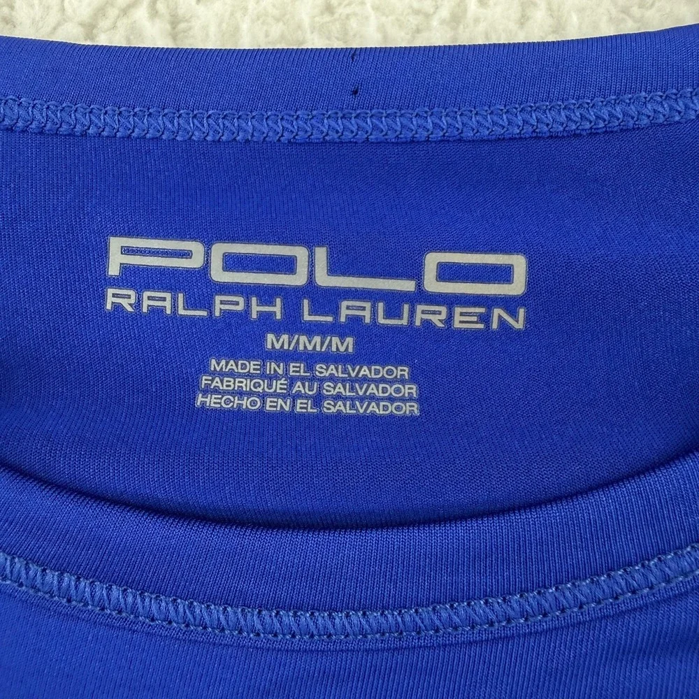 Polo Ralph Lauren Shirt Mens Medium Blue Short Sleeve Performance Athletic Top